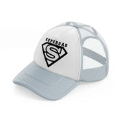 super dad white bg grey trucker hat