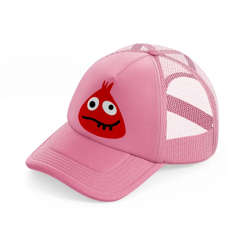 red monster-pink-trucker-hat