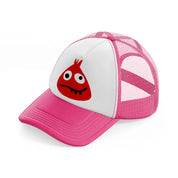 red monster neon pink trucker hat