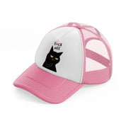 fuck off cat-pink-and-white-trucker-hat