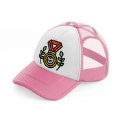 medal pink and white trucker hat