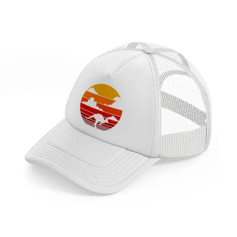 kangaroo retro vintage 60s 70s sunset mammal animal lovers-white-trucker-hat