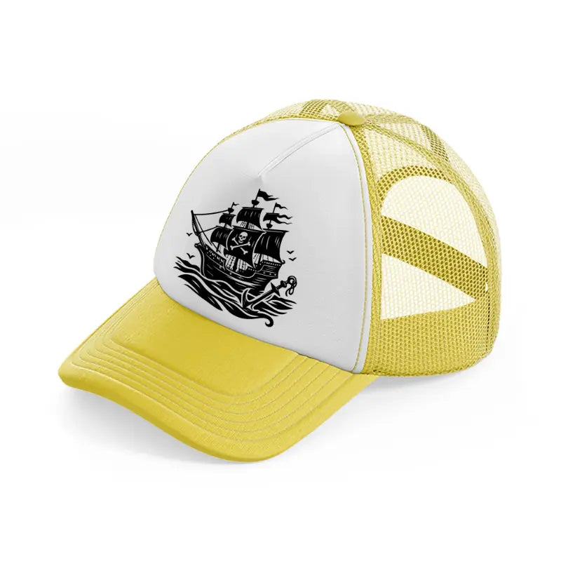 pirate ship yellow trucker hat