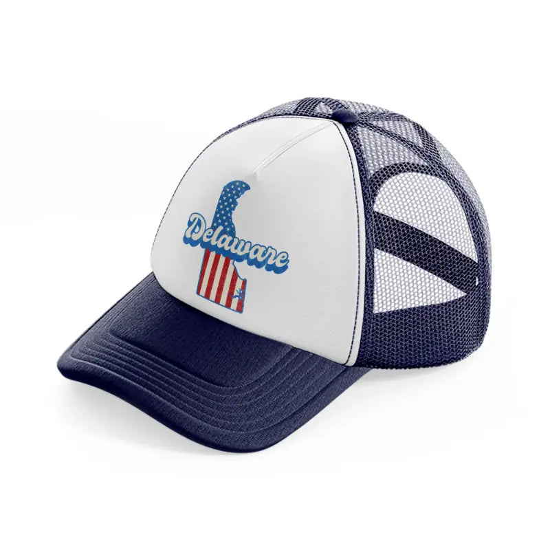 delaware flag navy blue and white trucker hat