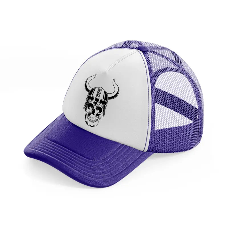 skull with helmet-purple-trucker-hat