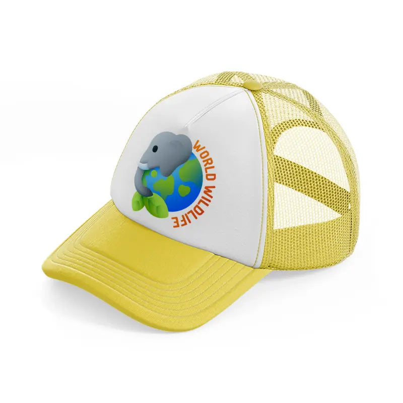 world wildlife day yellow trucker hat