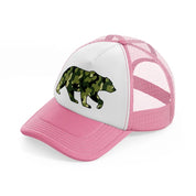 camo bear pink and white trucker hat