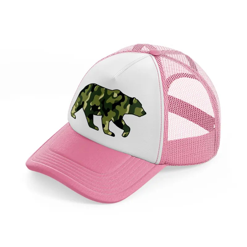 camo bear-pink-and-white-trucker-hat
