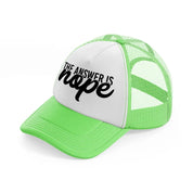 the answer is nope-lime-green-trucker-hat
