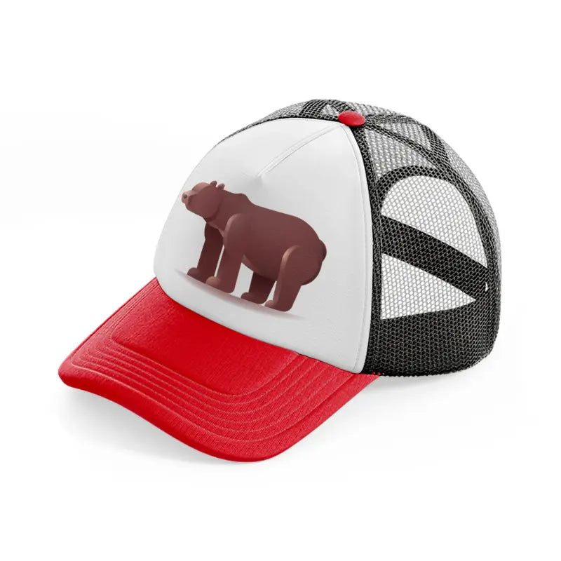 013 bear red and black trucker hat