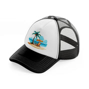 summer beach black and white trucker hat