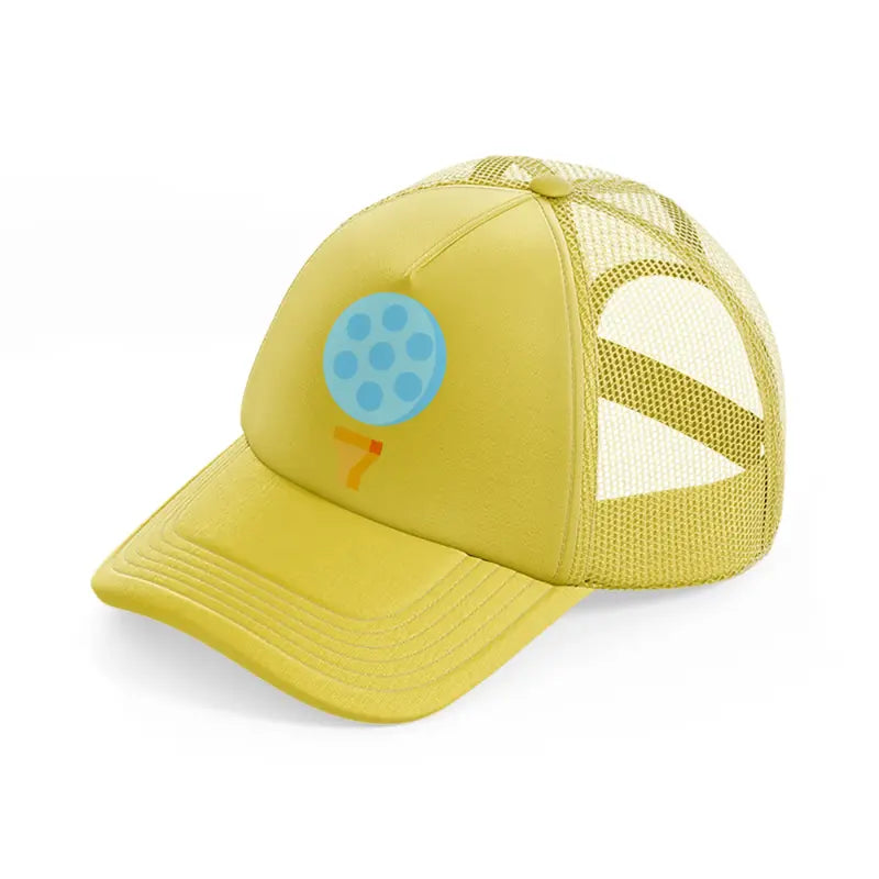 golf ball paste gold trucker hat