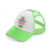 eat sleep beach-lime-green-trucker-hat