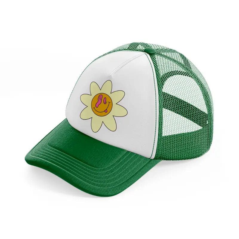 weird flower smiley-green-and-white-trucker-hat