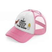 I Hunt White Tails Year Round pink-and-white Trucker Hat