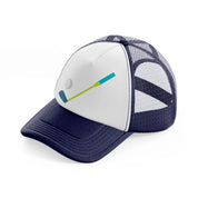 golf stick blue navy blue and white trucker hat