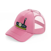golf ball with stick-pink-trucker-hat