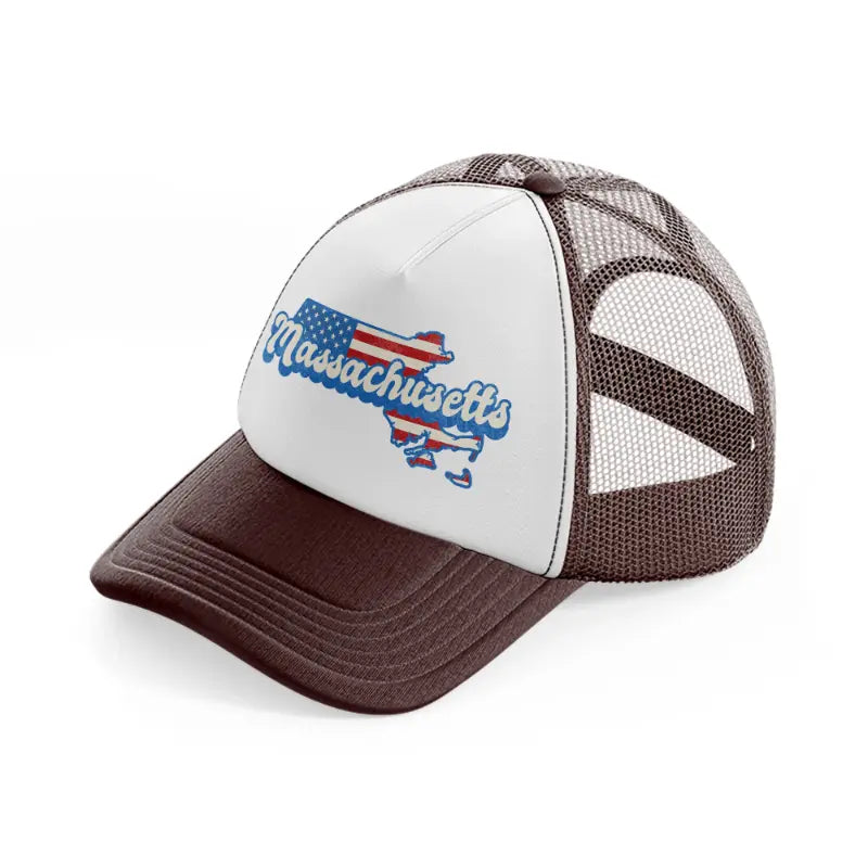 massachusetts flag-brown-trucker-hat