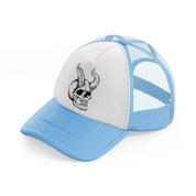devil's skull-sky-blue-trucker-hat