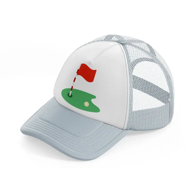 golf course with ball-grey-trucker-hat