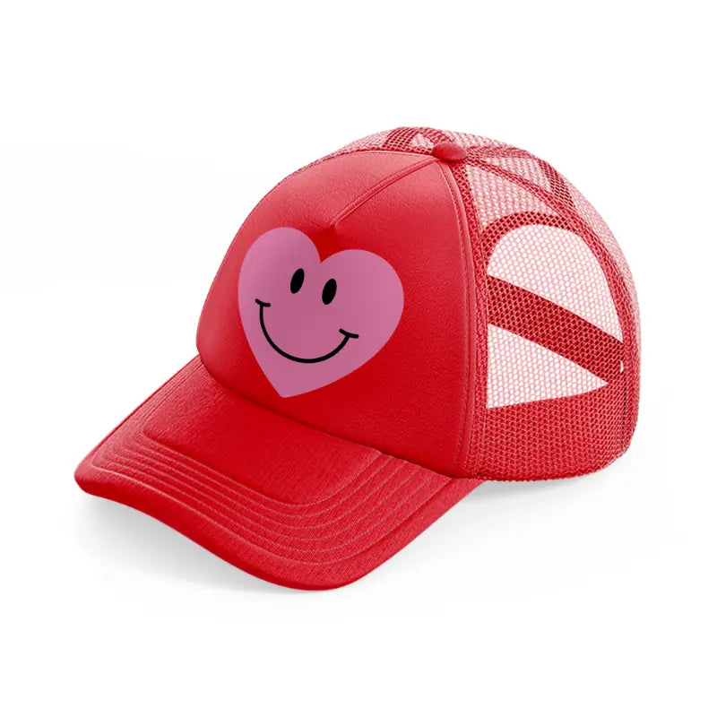 smiley face heart-red-trucker-hat