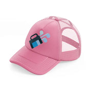 golf bag blue-pink-trucker-hat