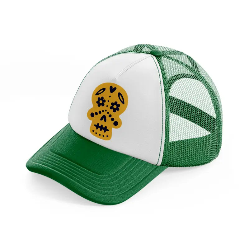 mexico suger skull-green-and-white-trucker-hat