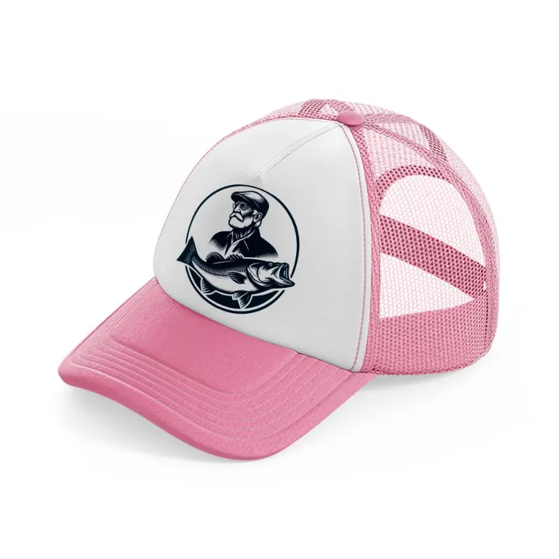 fisherman catch fish pink and white trucker hat