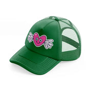 flying heart sticker-green-trucker-hat