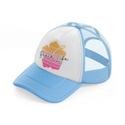 beach life hibiscus flower-sky-blue-trucker-hat