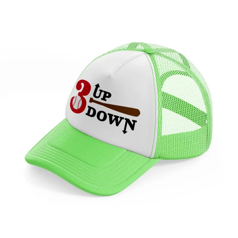 3 up down baseball-lime-green-trucker-hat