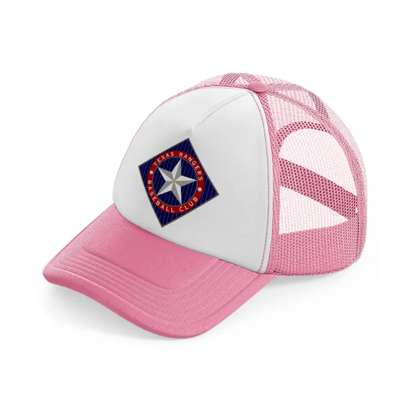 texas rangers baseball club-pink-and-white-trucker-hat