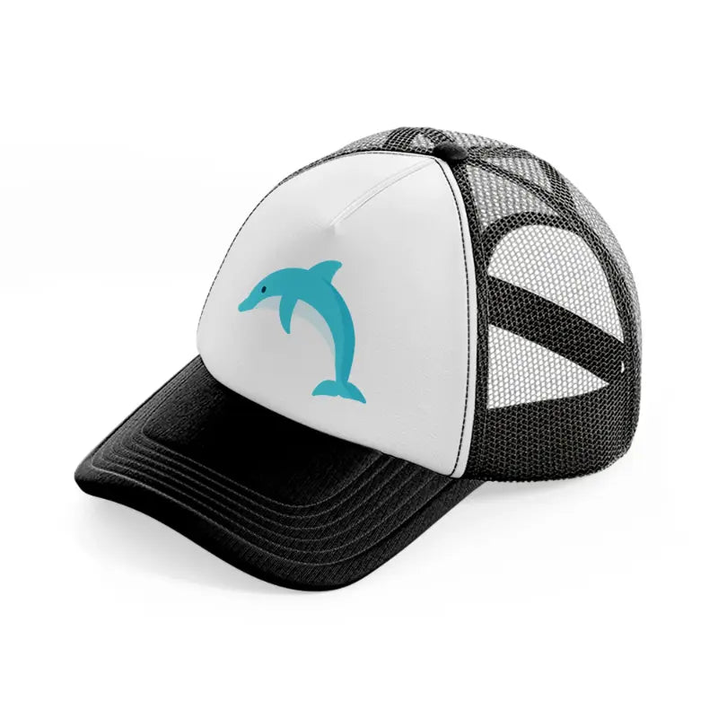 dolphin (2)-black-and-white-trucker-hat