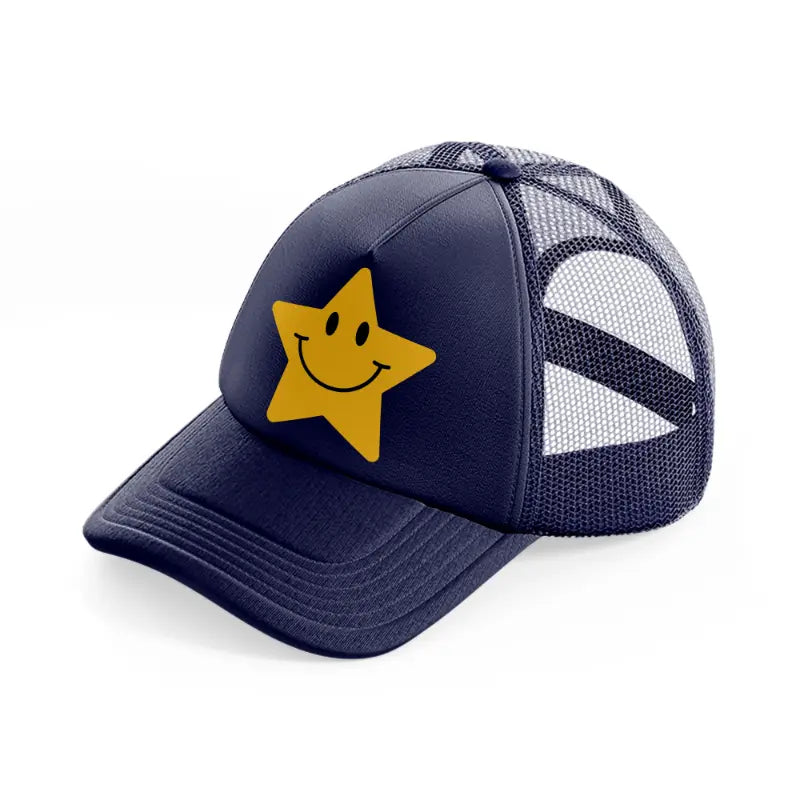 smiley face star-navy-blue-trucker-hat