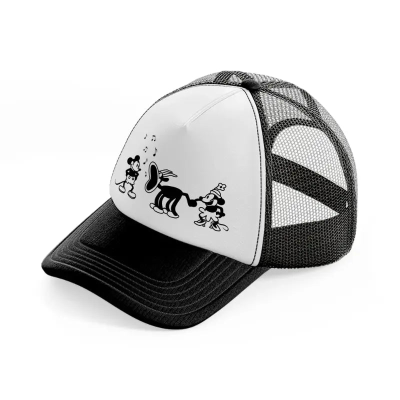 musical mice black and white trucker hat