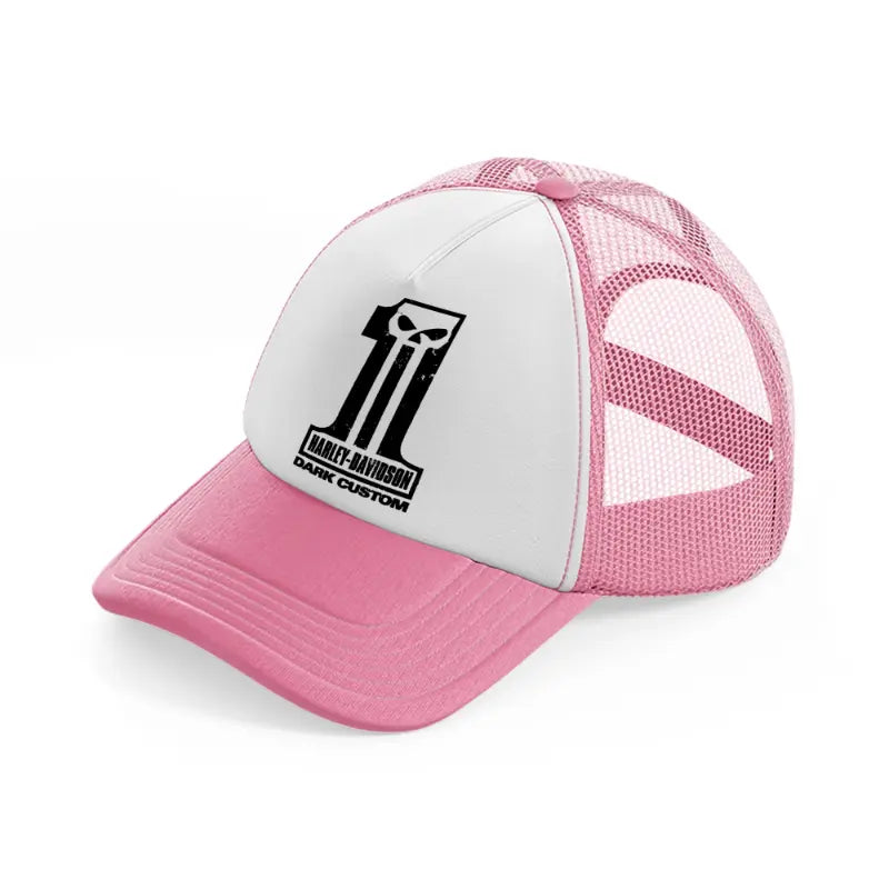 harley-davidson dark custom-pink-and-white-trucker-hat