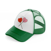 heart shaped lollipop green and white trucker hat