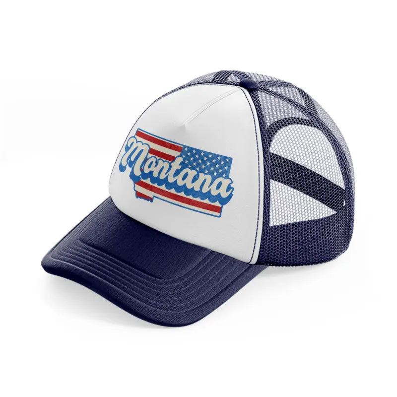 montana flag-navy-blue-and-white-trucker-hat