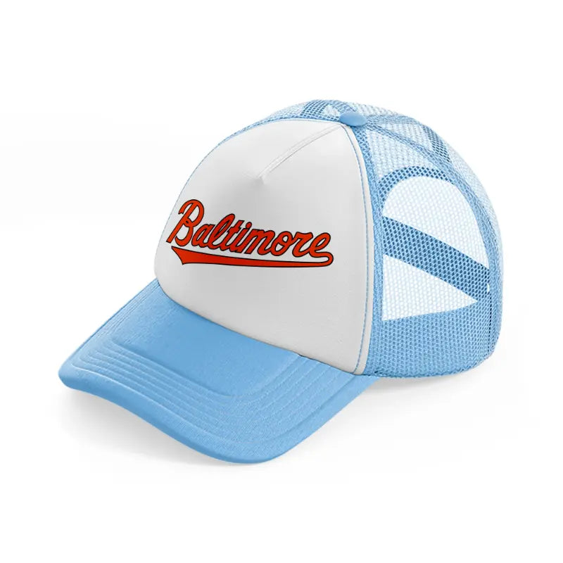 baltimore logo-sky-blue-trucker-hat