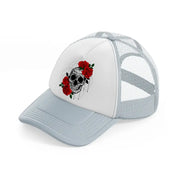 skull roses-grey-trucker-hat