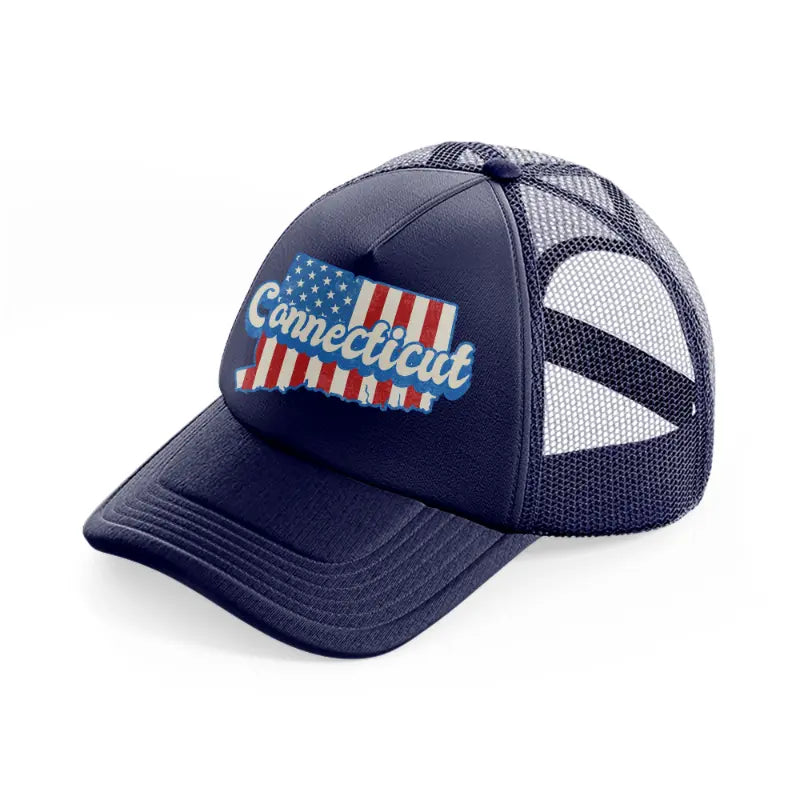 connecticut flag-navy-blue-trucker-hat