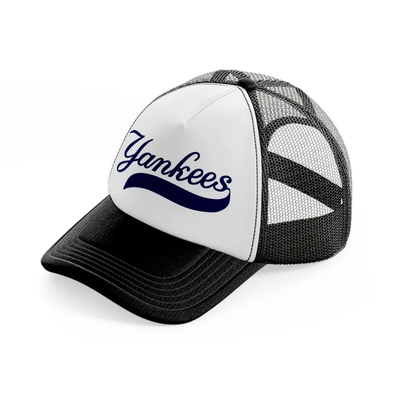 yankees-black-and-white-trucker-hat