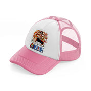ace one piece-pink-and-white-trucker-hat