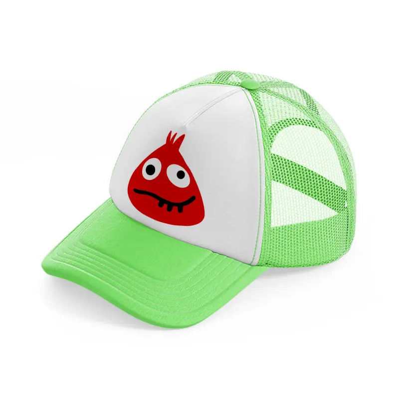 red monster-lime-green-trucker-hat