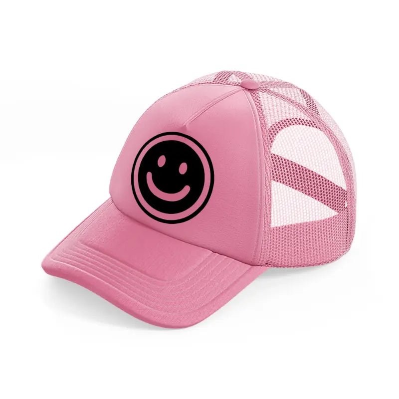 smiley face black & white-pink-trucker-hat