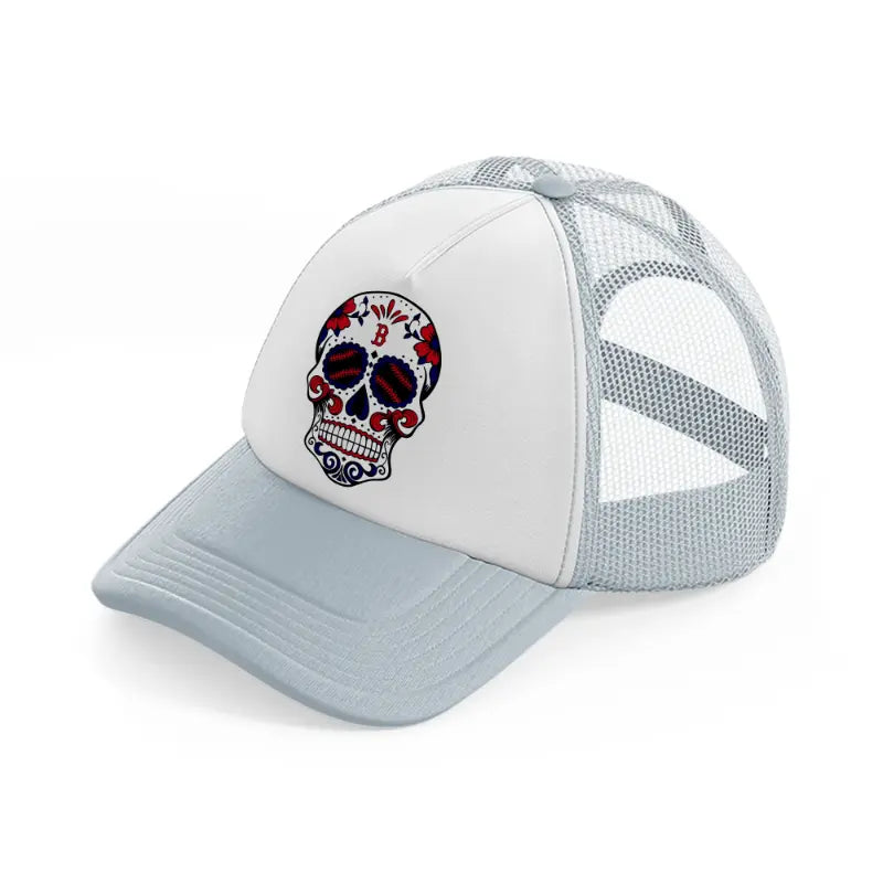 boston red sox skull-grey-trucker-hat
