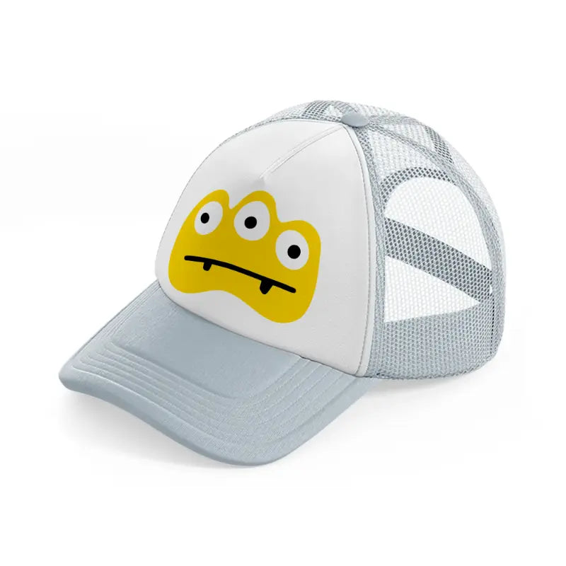 yellow monster-grey-trucker-hat