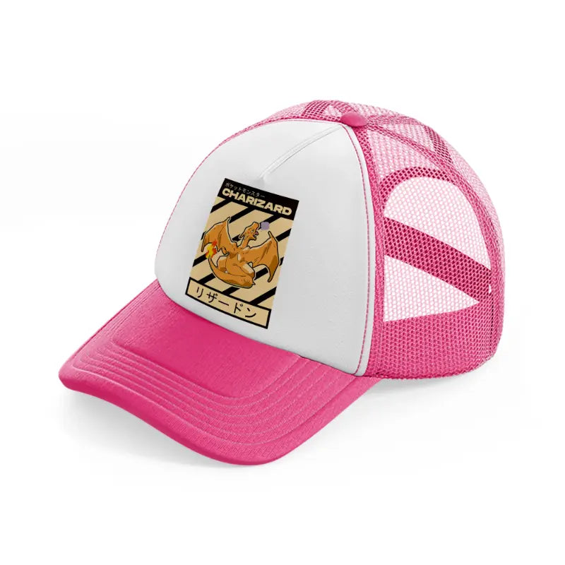 charizard-neon-pink-trucker-hat