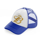 b symbol-blue-and-white-trucker-hat