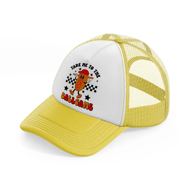 take me to the ballgame-yellow-trucker-hat